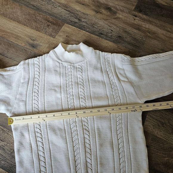 Vintage 90s Talbots cream textured pullover sweater in 100% cotton. In good... - Picture 8 of 9